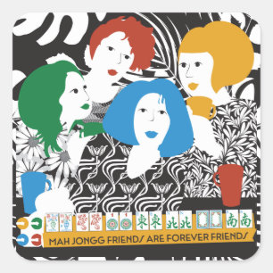 Adesivo Quadrado Mah Jong Friends Stickers