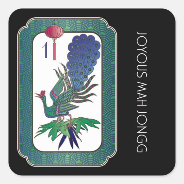 Adesivo Quadrado Mah Jongg Bird Holiday Stickers (Frente)