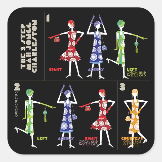 Adesivo Quadrado Mah Jongg Charleston Stickers (Frente)