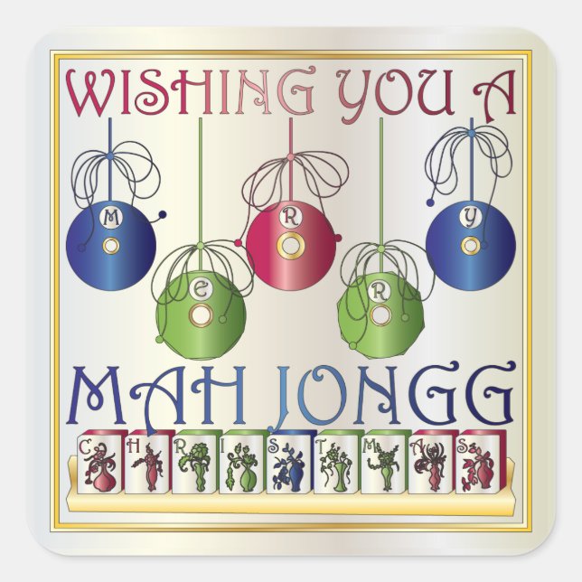 Adesivo Quadrado Mah Jongg Christmas Bettors Stickers (Frente)
