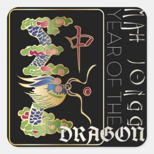 Adesivo Quadrado Mah Jongg Dragon Year Stickers