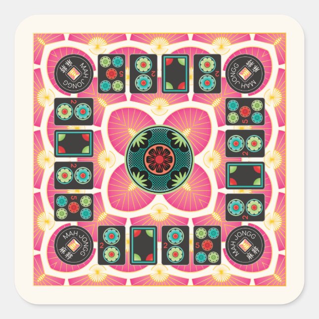 Adesivo Quadrado Mah Jongg Fan 2025 Stickers (Frente)