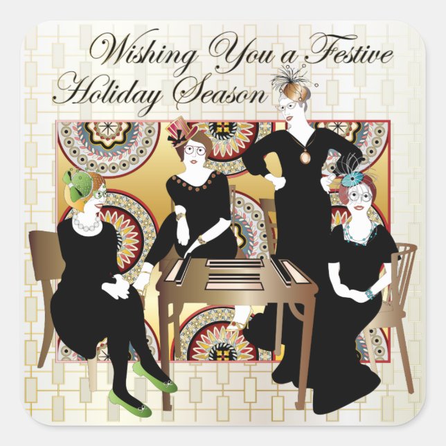 Adesivo Quadrado Mah Jongg Festivo (Frente)