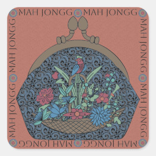 Adesivo Quadrado Mah Jongg Flower Purse Stickers