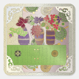 Adesivo Quadrado Mah Jongg Green Mesa Stickers