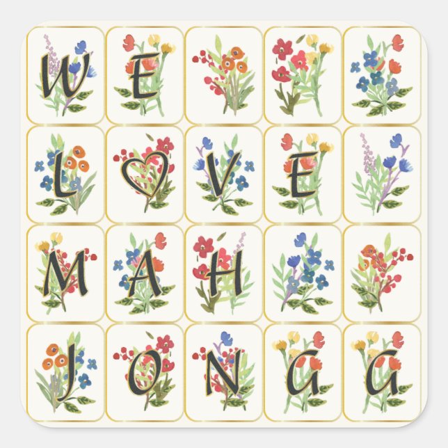 Adesivo Quadrado Mah Jongg Love Stickers (Frente)