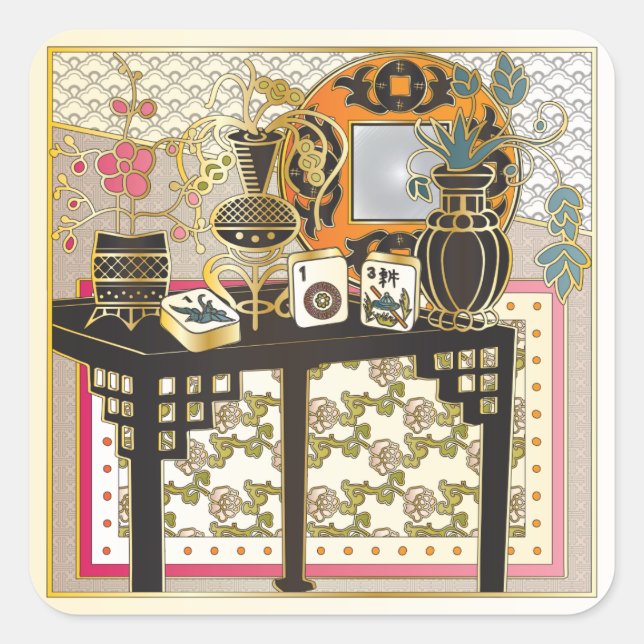 Adesivo Quadrado Mah Jongg Mesa (Frente)