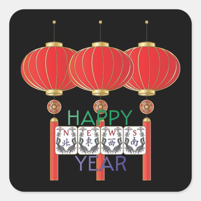 Adesivo Quadrado Mah Jongg News Holiday Stickers (Frente)