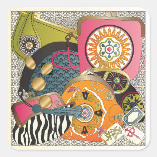 Adesivo Quadrado Mah Jongg Purses