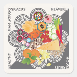 Adesivo Quadrado Mah Jongg Snacks
