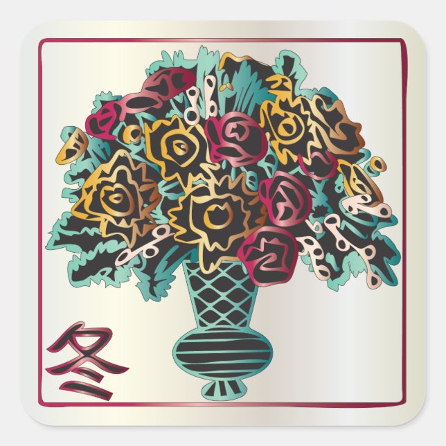 Adesivo Quadrado Mah Jongg Winter Vase (Frente)