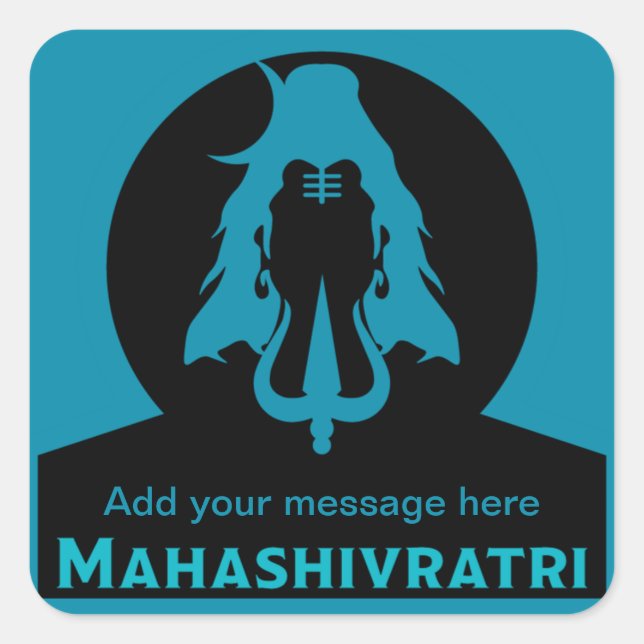 Adesivo Quadrado Maha Shivratri - Feliz Maha Shivratri (Frente)