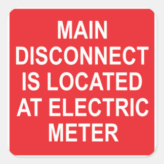Adesivo Quadrado Main Disconnect Located at Electric Meter, Sticker
