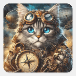 Adesivo Quadrado Maine Coon no Space Sticker