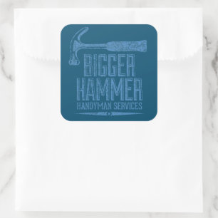 Adesivo Quadrado Maior Hammer Handyman Services Teal BG