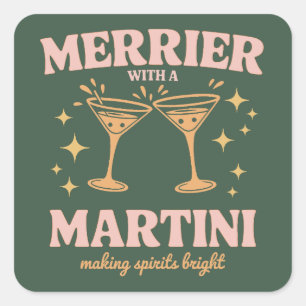 Adesivo Quadrado Mais alegre com um Coquetel de Natal Martini Feria