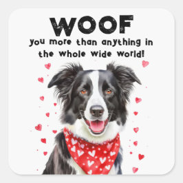 Adesivo Quadrado Mais do que Border Collie Heart Bandana