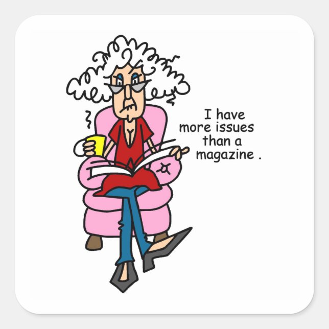 Adesivo Quadrado Mais problemas do que um Humor da Revista (Frente)