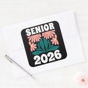 Adesivo Quadrado Mais velho 2026 - Graduação de Flores Personalizad