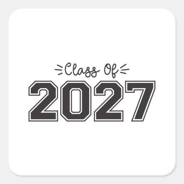 Adesivo Quadrado mais velho 2027, Classe de Graduação 2027 (Frente)