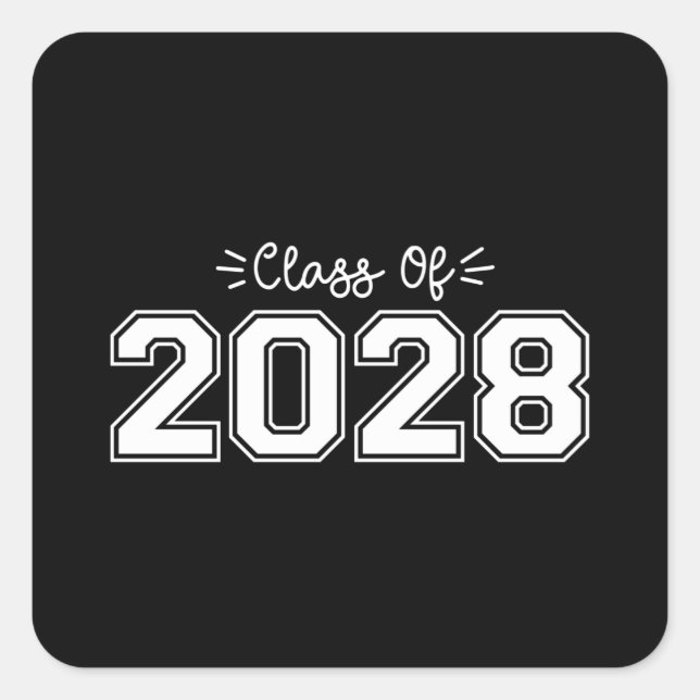 Adesivo Quadrado mais velho 2028, Classe de Graduação 2028 (Frente)