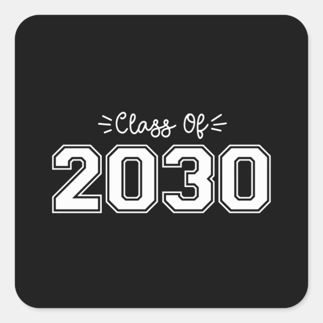 Adesivo Quadrado mais velho 2030, Classe de Graduação 2030 (Frente)