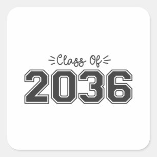 Adesivo Quadrado mais velho 2036, Classe de Graduação 2036