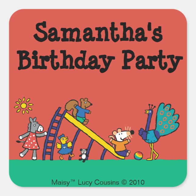 Adesivo Quadrado Maisy no Playground com Amigos (Frente)