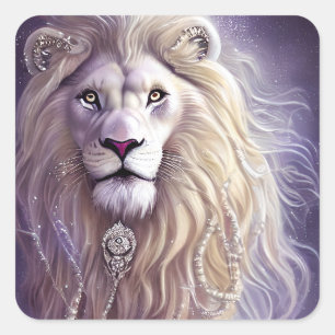 Adesivo Quadrado Majamplexpressas Lion Safari Fantasy Art