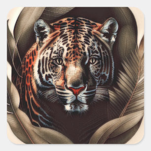 Adesivo Quadrado Majestade Jaguar - Rei Da Selva