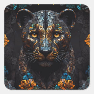 Adesivo Quadrado Majestade Mosaico Leopard