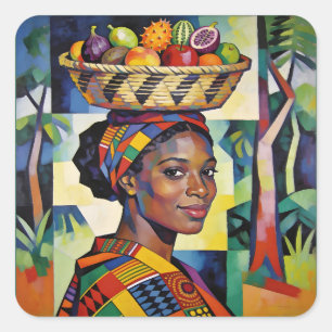 Adesivo Quadrado “Makena” - Geometria da Beleza - História Negra