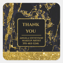 Adesivo Quadrado Makeup Artist Black Dourado Marble sticker
