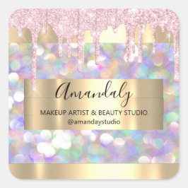 Adesivo Quadrado Makeup Artist Glitter Framed Framed Spark Glitter 