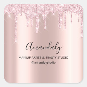 Adesivo Quadrado Makeup Artist Spark Glitter Rosa Drives 