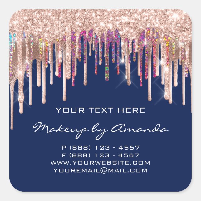 Adesivo Quadrado Makeup Holograph Drives Blue Marinho Product (Frente)