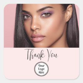Adesivo Quadrado Makeup Thank You Photo Blush Pink Script Your Logo