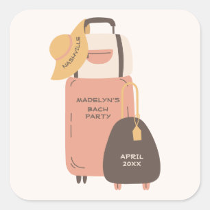 Adesivo Quadrado Mala de Viagem Destino Despedida de Solteira