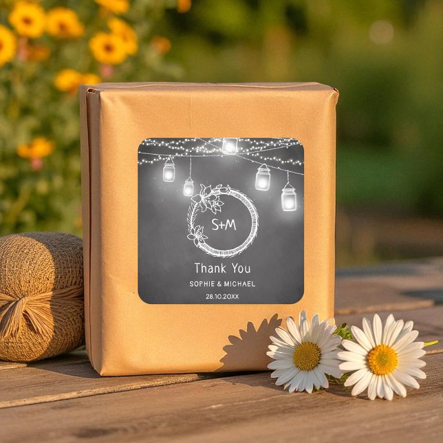 Adesivo Quadrado Mala Preta Branca Mason Jar Chalkboard (Criador carregado)