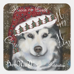 Adesivo Quadrado Malamute do Alasca
