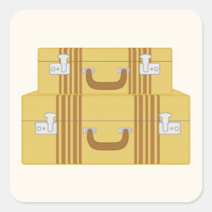 Adesivo Quadrado Malas de viagem do vintage