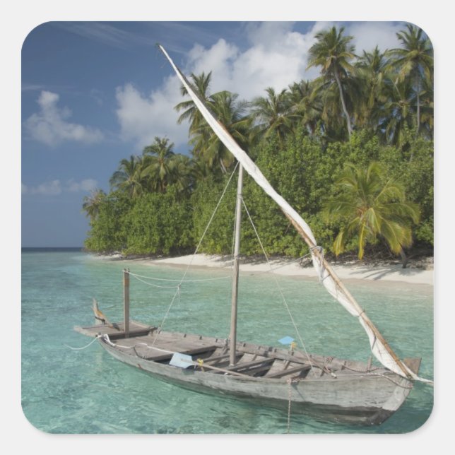 Adesivo Quadrado Maldivas, North Male Atoll, Ilha de Kuda (Frente)