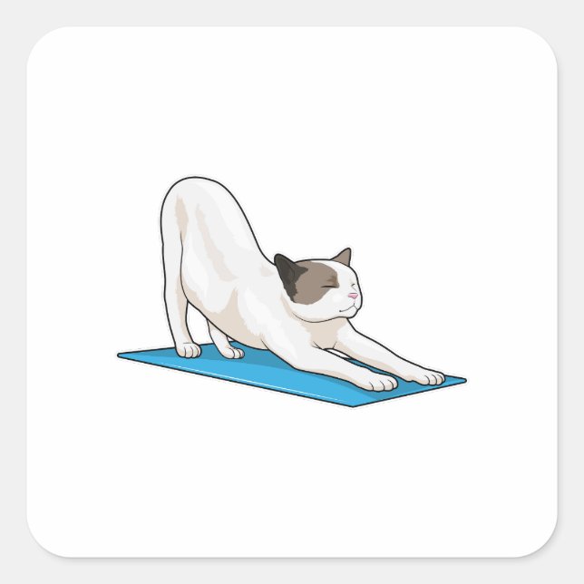 Adesivo Quadrado Malhação de Meditação de Ioga Cat (Frente)