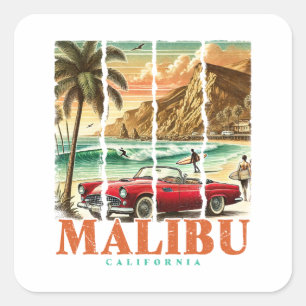 Adesivo Quadrado Malibu California - Sports Car Scenical View