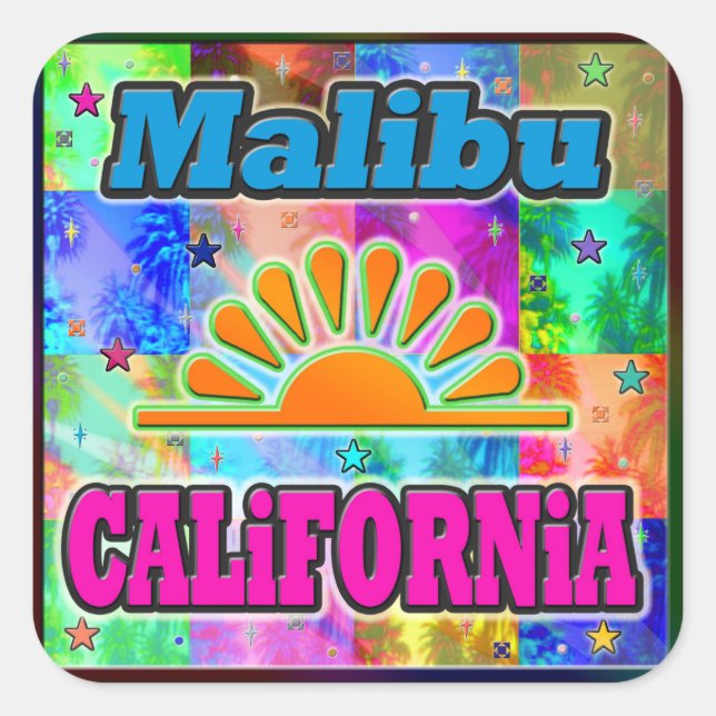 Adesivo Quadrado Malibu Sun & Palms Sticker (Frente)
