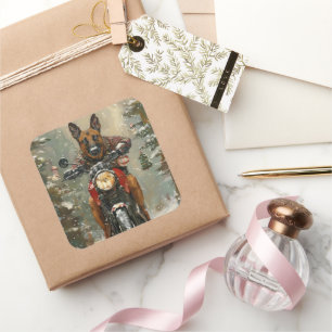 Adesivo Quadrado Malinoi Belga - Natal