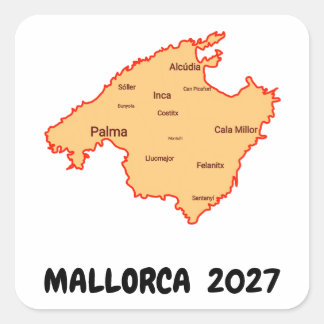 Adesivo Quadrado Mallorca spanien Strand Inselkarte palma