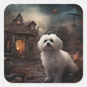 Adesivo Quadrado Maltês Halloween Assustador