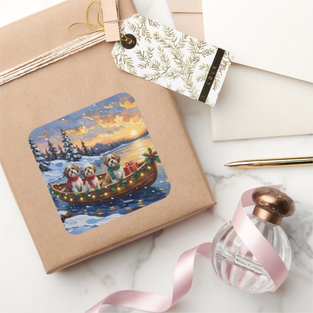 Adesivo Quadrado Malti Tzu Christmas Boat Holiday (Presentear)