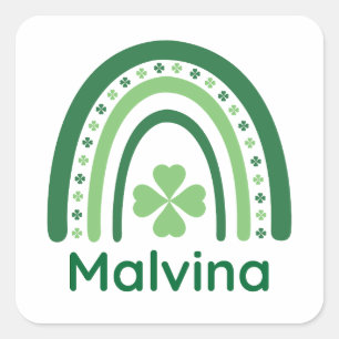 Adesivo Quadrado Malvina Nome Trevo Boho Arco-íris